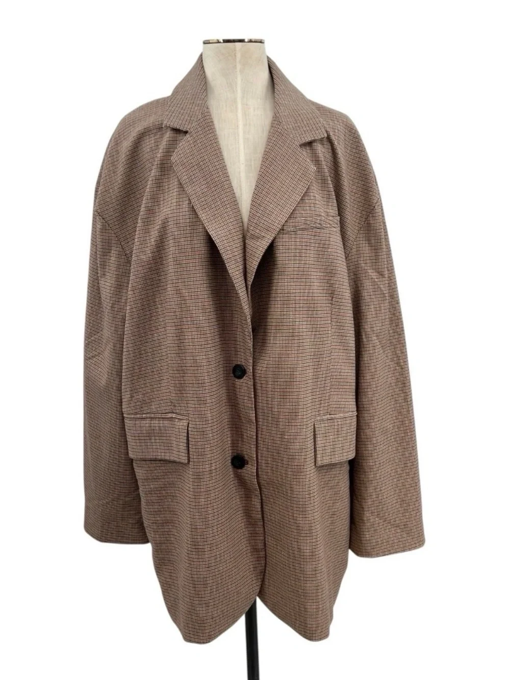 Free People Reggie Blazer Ginger Combo XL Plaid Oversized Blazer